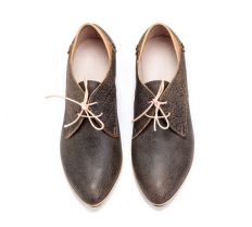 Grey Leather Lacing Shoes
