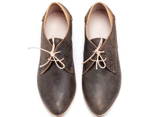 Grey Leather Lacing Shoes